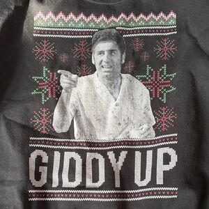 Festive Black Crewneck Sweater